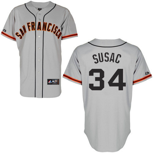 Andrew Susac #34 mlb Jersey-San Francisco Giants Women's Authentic Road 1 Gray Cool Base Baseball Jersey